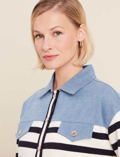 Pull manches longues bleu femme