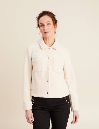 Veste droite bouclette ivoire femme