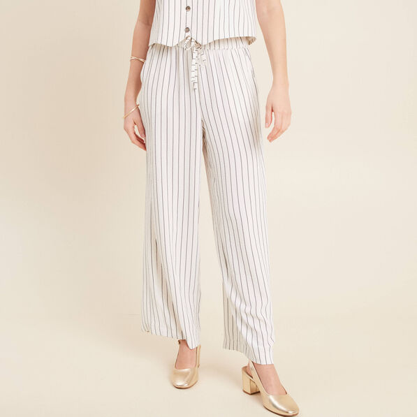 Pantalon large taille haute gris foncé femme
