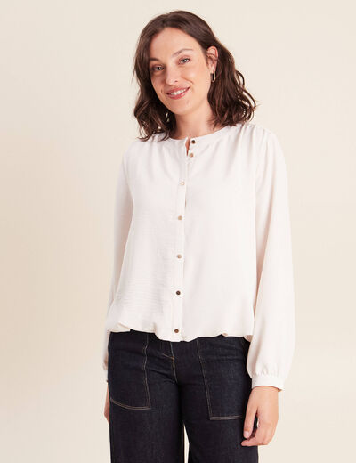 Chemise ample effet boule doubl&eacute;e ivoire femme