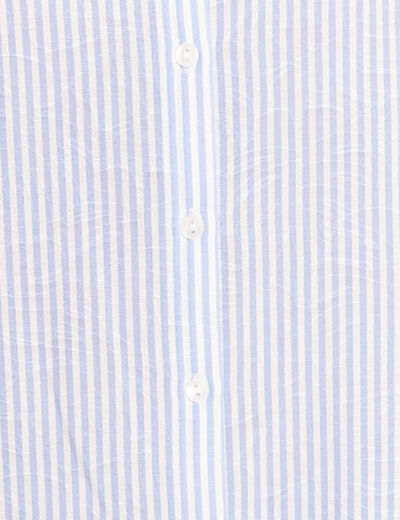 Chemise col montant manches 3/4 bleu femme