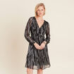 Robe argentée à sequins évasée noir femme