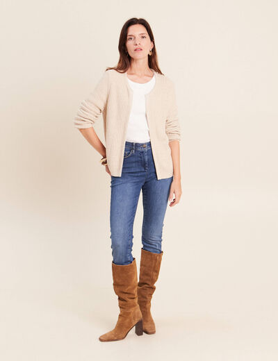 Gilet col rond couleur or femme
