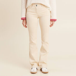 Pantalon léger bootcut taille basculée ivoire femme