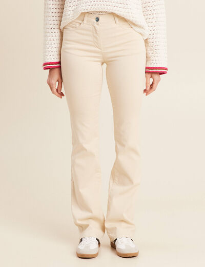 Pantalon léger bootcut taille basculée ivoire femme