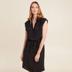 Robe droite courte manches courtes noir femme