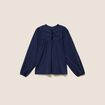Blouse col tunisien manches longues bleu marine femme