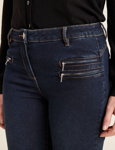 Jean ajusté taille basculée denim brut femme