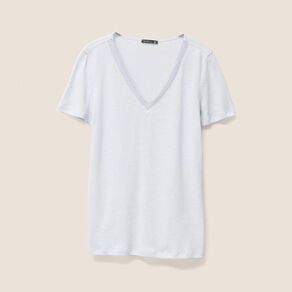 t shirt manches courtes col en v bleu clair femme T-shirt manches courtes col en V bleu clair femme