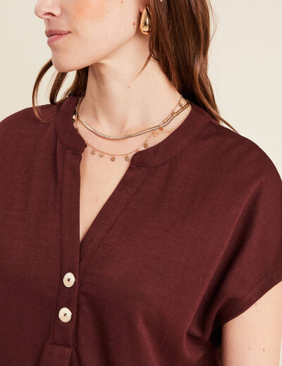 T-shirt manches courtes bordeaux femme