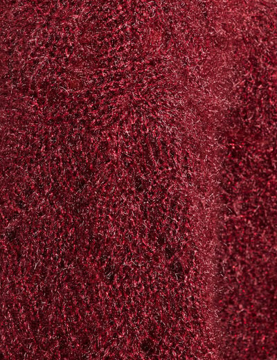 Pull manches longues ajour&eacute; bordeaux femme