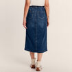 Jupe longue droite en jean denim stone femme