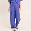 Pantalon large taille haute bleu roi femme