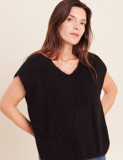 Pull sans manches noir femme