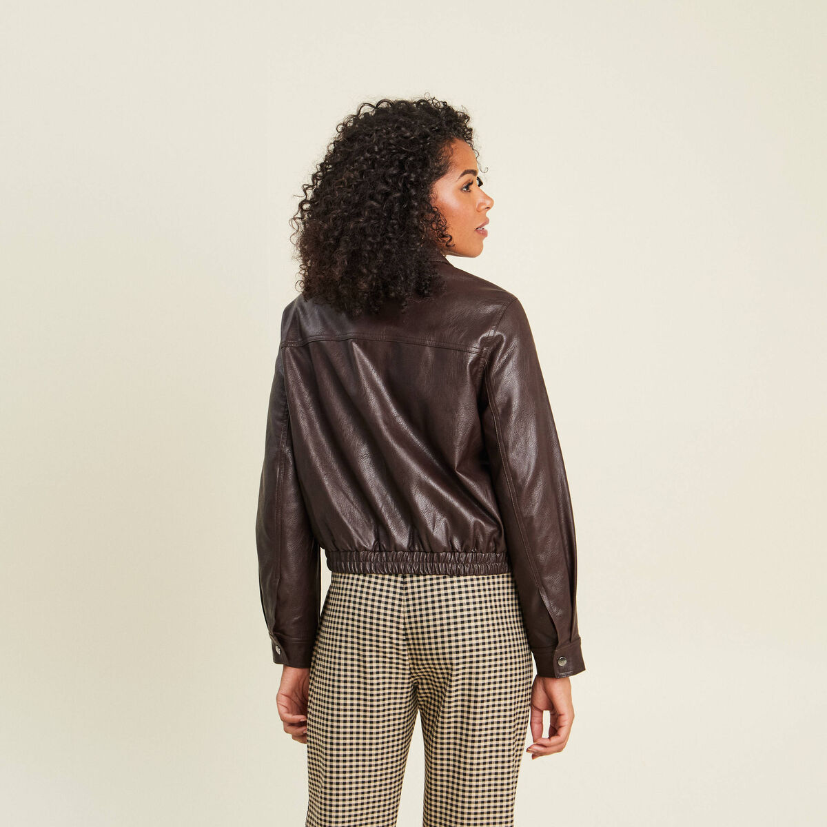 Veste doubl&eacute;e marron fonc&eacute; femme