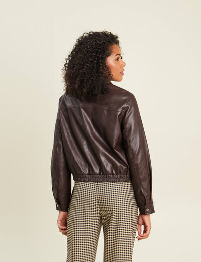 Veste doubl&eacute;e marron fonc&eacute; femme