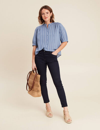 Chemise manches courtes bleu clair femme