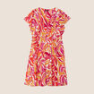Robe évasée manches courtes orange femme