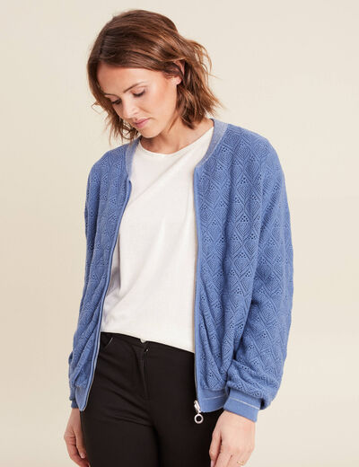 Gilet réversible ajouré bleu ciel femme