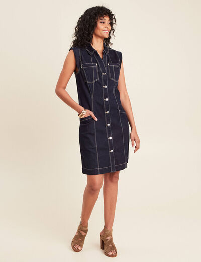 Robe droite en jean denim brut femme