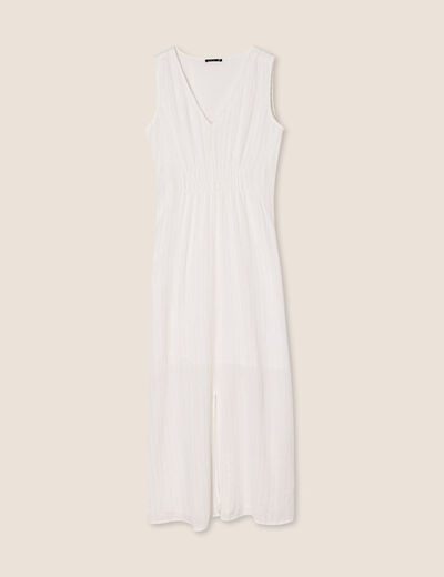 Robe longue évasée ecru femme