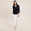 T-shirt manches 3/4 2-en-1 bleu marine femme