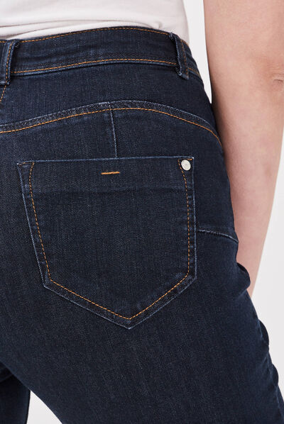 Jeans droit taille haute denim brut femme