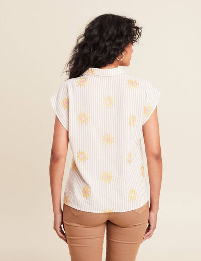 Chemise droite courte manches courtes rose femme