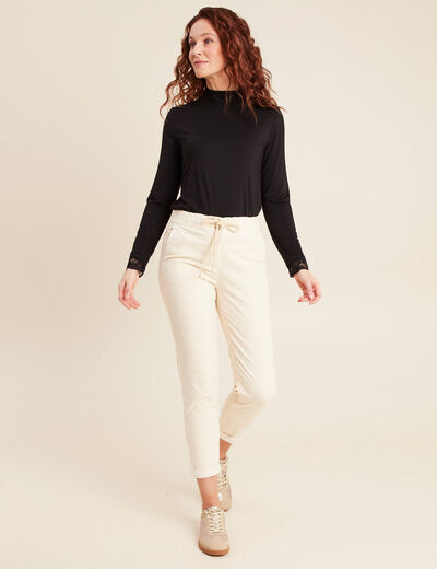 Pantalon jogging velours ivoire femme