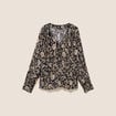 Blouse ample col v manches longues noir femme