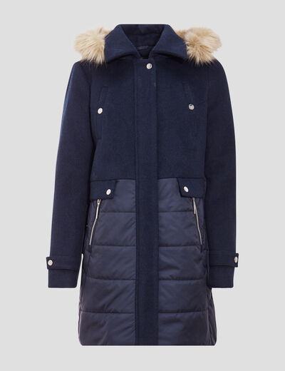 Doudoune longue bleu foncé femme
