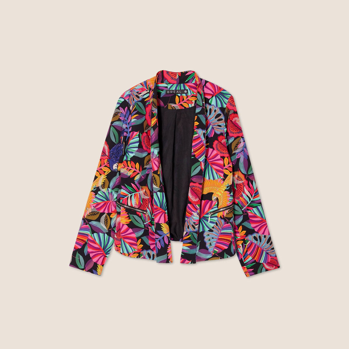 Veste droite col ch&acirc;le multicolore femme