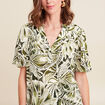 Blouse ample manches courtes fluide vert femme