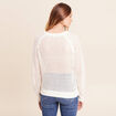 Pull col rond manches longues dentelle ecru femme