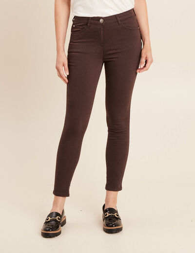 Pantalon léger taille standard 7/8ème marron foncé femme