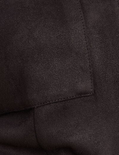 Robe droite courte manches coudes daim noir femme