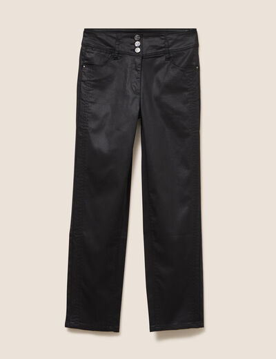 Pantalon enduit noir femme