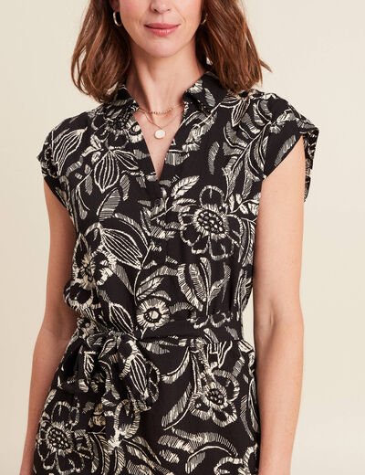 Robe droite courte sans manches noir femme