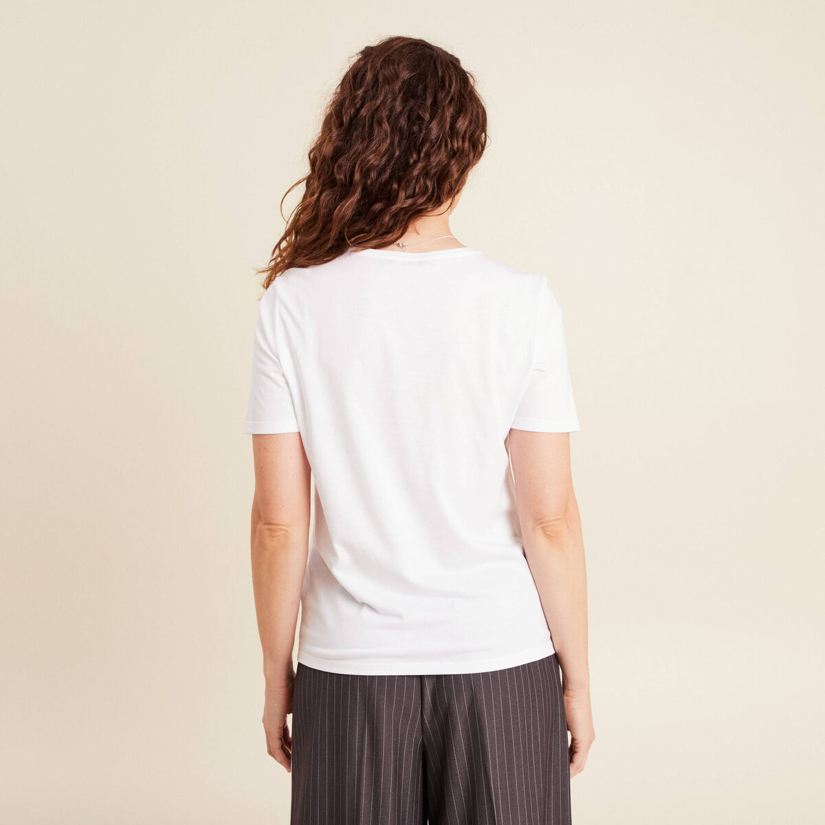 T-shirt col rond blanc femme