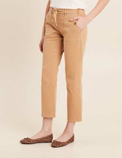 Jean ajusté 7/8ème marron clair femme