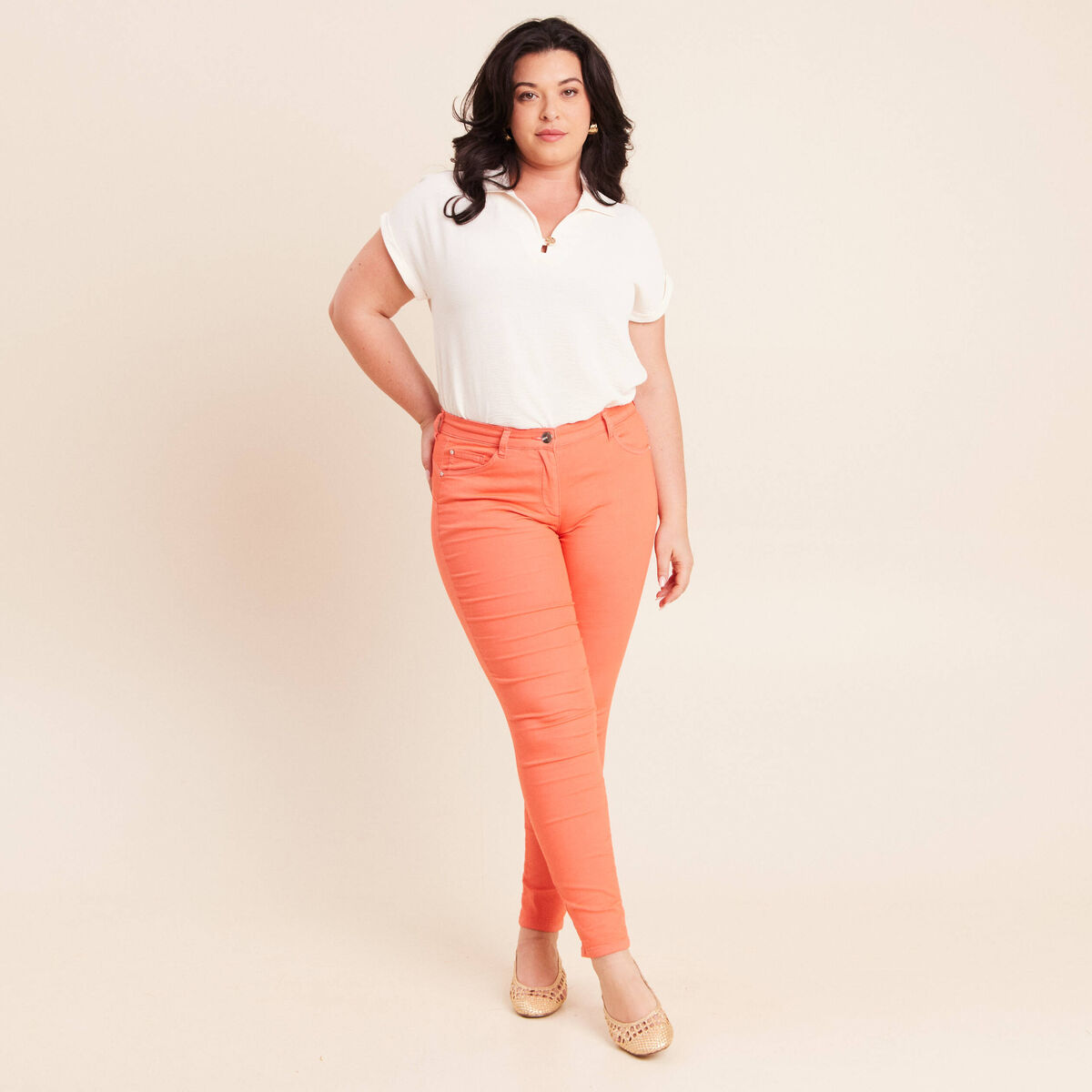 Pantalon magique Le L&eacute;ger coupe ajust&eacute;e orange fluo femme