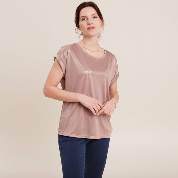 t shirt manches courtes taupe femme T-shirt manches courtes taupe femme