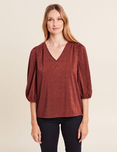 Blouse manches 3/4 couleur cuivre femme