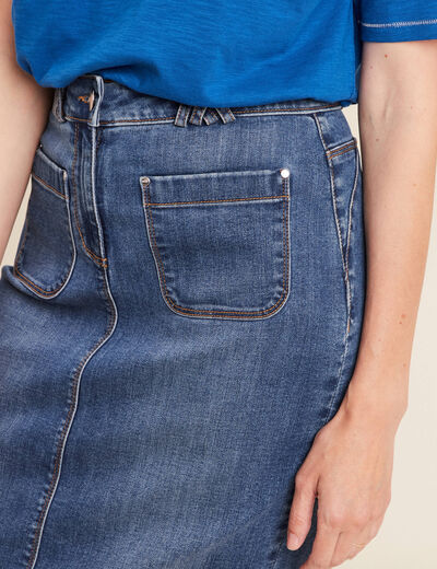 Jupe en jean longueur genou denim stone femme