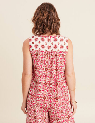 Blouse fluide sans manches rose femme