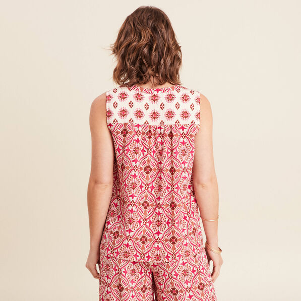 blouse fluide sans manches rose femme Blouse fluide sans manches rose femme