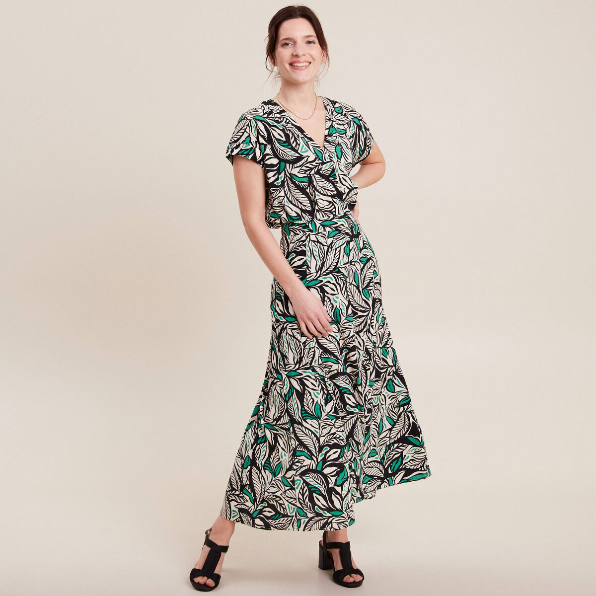 Jupe longue &eacute;vas&eacute;e vert femme