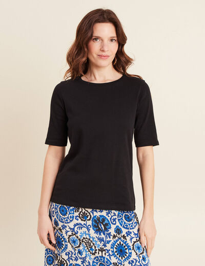 T-shirt manches coude noir femme