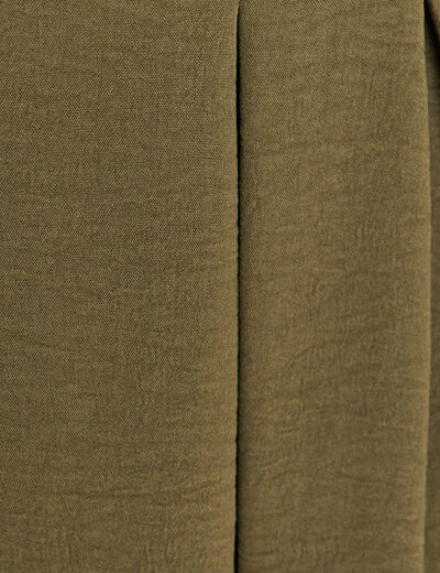 Jupe longue &eacute;vas&eacute;e ceintur&eacute;e vert kaki femme