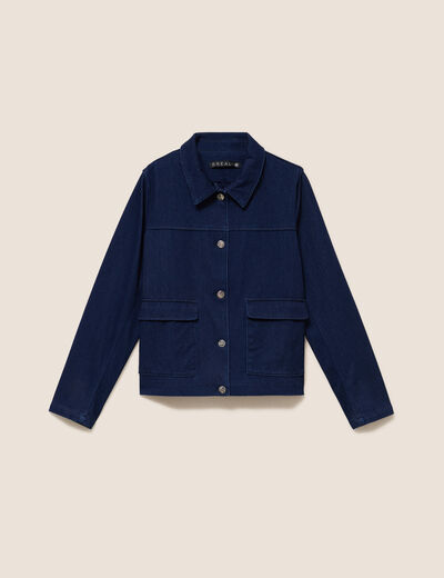 Veste doubl&eacute;e denim stone femme